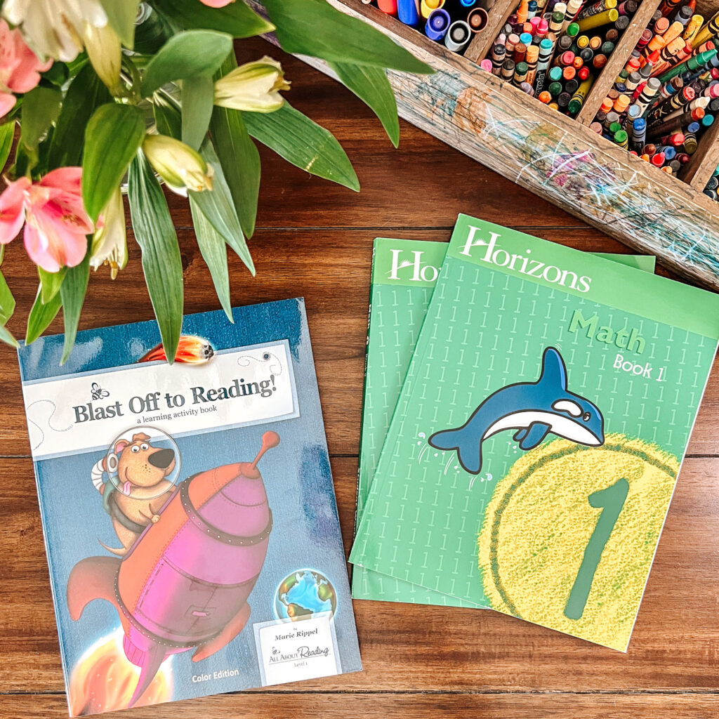 In this post, I'm sharing our first, second, and fourth grade curriculum picks for our 2023-2024 homeschool year! Come take a look! #homeschool curriculum #firstgrade #secondgrade #fourthgrade #homeschoolmath #elementarylanguagearts #allaboutreading #firstlanguagelessons