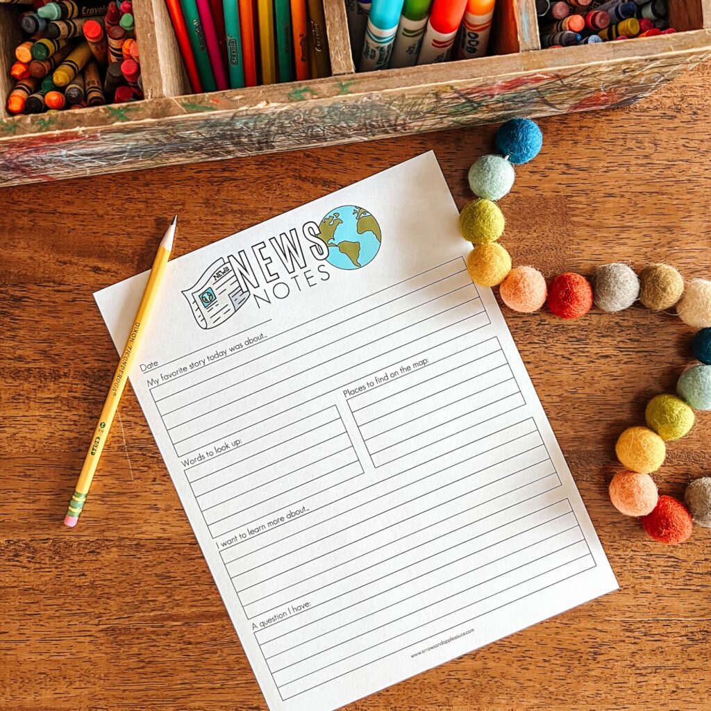 A biblically grounded review of World Watch News. How this 10-minute daily news show fits into a Christian homeschool routine. Plus a free News Notes page! #currentevents #kidsnews #worldwatchnews #dailynews #christianhomeschool #homeschoolresources #freeprintable