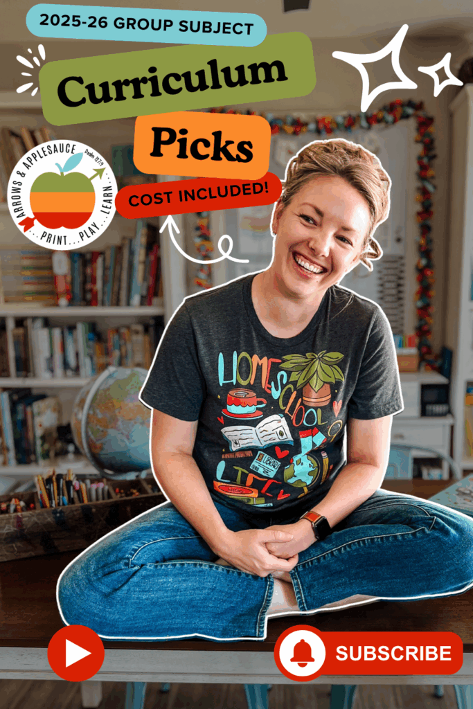 Time to share our group subject curriculum picks for the new homeschool year! The cost of each resource is included in the video. #homeschoolcurriculum #curriculumpicks #groupsubjects #morningbasket #bibletimewithkids #christianhomeschool #homeschoolroutine